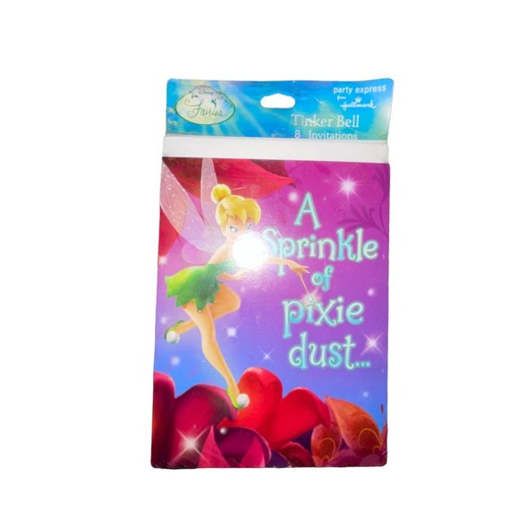 NIP Hallmark Disney Tinkerbell Birthday Party Invitations 8 Ct Pixie Dust Fairy - Picture 1 of 2